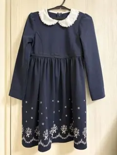 anyFAM 入学卒園 130cm ネイビー 刺繍 ワンピース