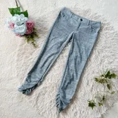 【LAUTREAMONT】シャーリングパンツ　38　ライトブルー　ストレッチのサムネイル