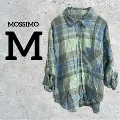 MOSSIMO チェック柄シャツ ロールアップ グリーン ブルー【M】長袖