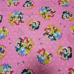 ★プリンセス柄 生地 ピンク 布 ディズニー はぎれ リボン柄 鳥柄