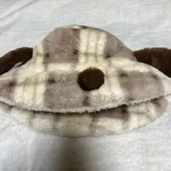 犬耳付きチェック柄ハット