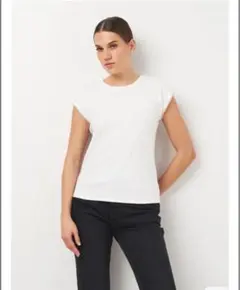 ZARA ビーズ付きホワイト半袖Tシャツ