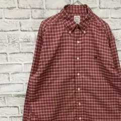 ブルックスブラザーズ長袖シャツ！レッドチェックロゴ刺繍M 0326