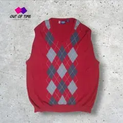 CHAPS チャップスラルフローレン セーターベスト アーガイル柄 赤 XXL