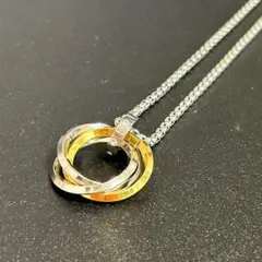 ペアネックレス ステンレス ３連 シルバーネックレス チェーン ゴールド