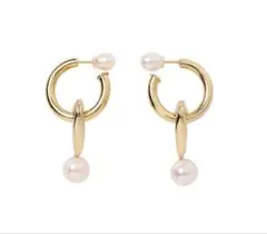 Freshwater Pearl Earrings - goldのサムネイル