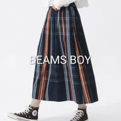 BEAMS BOY チェック ビッグタータン スカート ギャザー 25SS