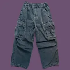 GU デニムスーパーワイドカーゴパンツ ダークグレー