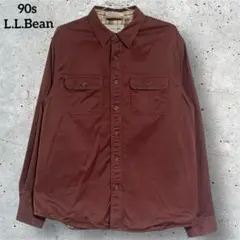 90s L.L.Bean 裏地チェック　ハリケーンシャツ　アメカジ　古着