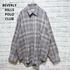 【ビバリーヒルズポロクラブ】チェックシャツ M 長袖 コットン メンズ ベージュのサムネイル