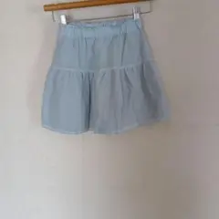 ライトブルー ティアードスカート 半ズボン付き