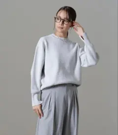 美品⭐️ナノユニバース 洗濯機洗い可リネンライクスウェット風ニットトップス