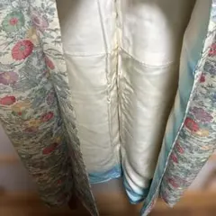 花柄小紋着物 、上品な水色、裏地付き、新品しつけ糸、美品、低めの方