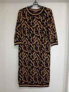 상태매우좋음 LEONARD FASHION ロゴ総柄 ニット 원피스 ベルト紐付き