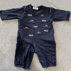 プティマインPolo Baby ネイビー 車刺繍ロンパース50-70サイズ