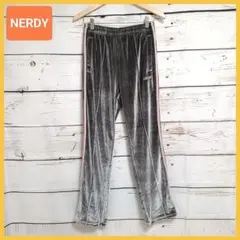NERDY ノルディ ベルベット パンツ グレー ピンク