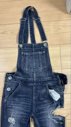 GYDA ダメージデニムサロペット ダークブルーSサイズ