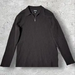 90s イタリア製 ヴェルサーチジーンズクチュール ハーフジップ リブニット L