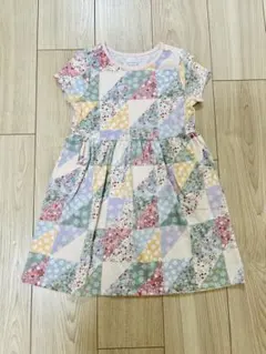カラフルパッチワーク半袖ワンピース 100cm