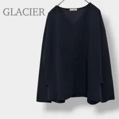 【GLACIER グラシア】ブラウス　長袖　Vネック　ブラック　　ゆったり　L