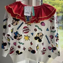 【新品80cmバースデー】ディズニーフリル ミッキー＆ミニー トレーナー 女の子