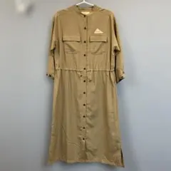 KELTY バンドカラー シャツワンピース ベージュ