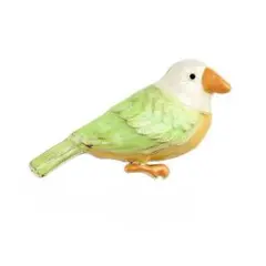 ピンズ バッジ ブローチ バッヂ ( 小鳥 ) 右向き 緑インコ トリ 鳥