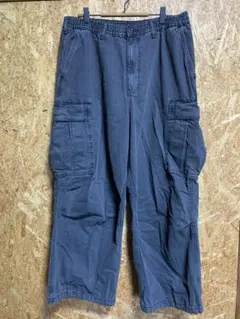 【美品】GU グレー スーパーワイドデニムカーゴパンツ 4ポケット　XL