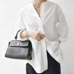 シップス　エニィ　洗濯機可能　REPREVE バンド カラー シャツ