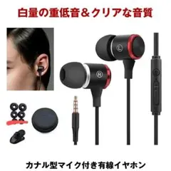 【イヤーピースSなし】　有線　イヤホン　ゲーミングイヤホン　カナル型　マイク付き