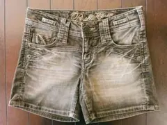 00's y2k 平成ギャル　ショートパンツ　ブラウン系　コーデュロイ　グランジ