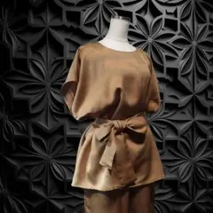 正絹 色無地 リメイ セットアップ ～金茶色～