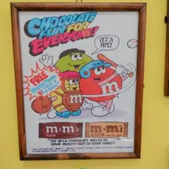 エムアンドエムズ★野球★m&m's★ミニポスター★額付き★アメリカン雑貨