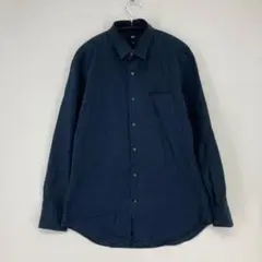 UNIQLO ユニクロ SLIM FIT ネイビー 長袖シャツ Lサイズ