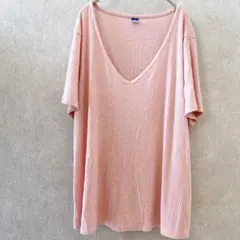 オールドネイビー Ｔシャツ Ｖネック 半袖 無地 L 桃 レーヨン お出かけのサムネイル