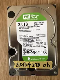 3.5インチ 2TB HDD. WD Green使用時間 0h 未使用品　正常