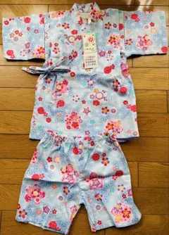 女の子　花柄甚平セット 100