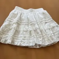 本日限定値下げ！美品ドット柄 ティアード ミニスカート ホワイトのサムネイル