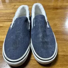 新品未使用♡ネイビー ファー付き スリッポン25.0