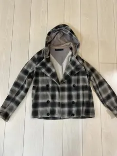 SHIPS チェック柄 フード付きジャケット