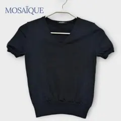 ＊MOSAIQUE＊ Sサイズ ニット 半袖 トップス ブラック Vネックのサムネイル
