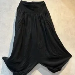 イッセイミヤケmeジーンズダークブルー ガウチョパンツ リボン付き