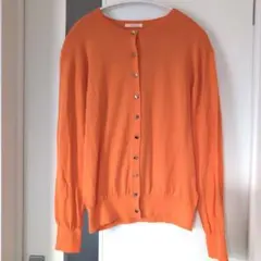 Te chichi カーディガン 長袖 薄手 シルバーボタン オレンジ Ｆ