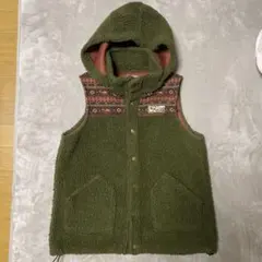 TITICACA ボアフードベスト Mサイズ オリーブグリーン