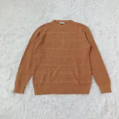 シンプルライフ　長袖メンズニット　セーター　ウール混　トップス　オレンジ系　L