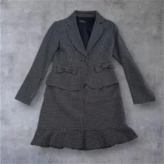 【美品】チェック柄ジャケット スカートセレモニー フォーマルスーツMサイズ