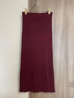 NOBLE リブニットタイトスカート ボルドー