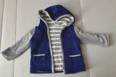 ラルフローレン　フード付きトレーナー ネイビー グレー ストライプ　リバーシブル