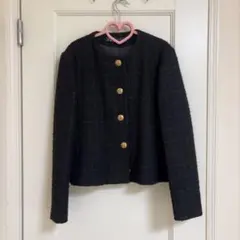 ZARA ツイードジャケット ブラック　金ボタン