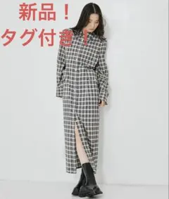 【CLANEクラネ】UP POCKET CHECK SHIRT ONEPIECE